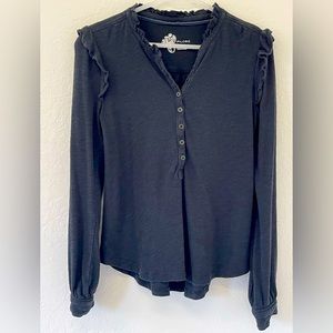 Pilcro, ruffled jersey knit long sleeve Henley